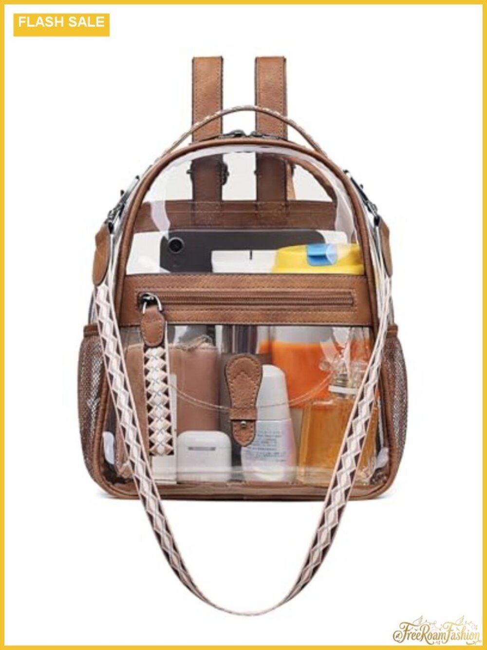 Clear Small Backpack Purse for Women, Stadium Approved, 12x12x6, PVC Transparent